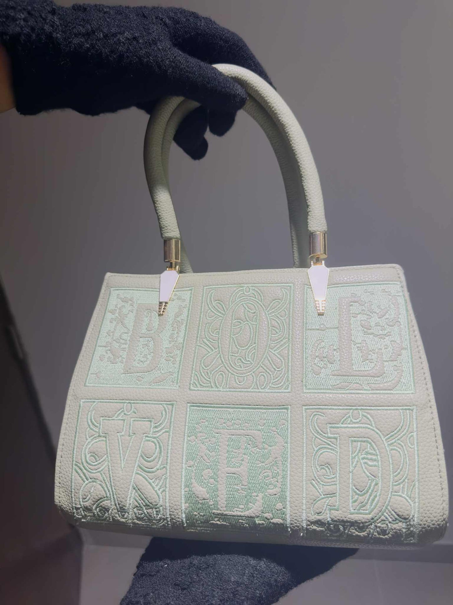 ✨ Elegant soft blue Embossed Handbag – Premium Design ✨